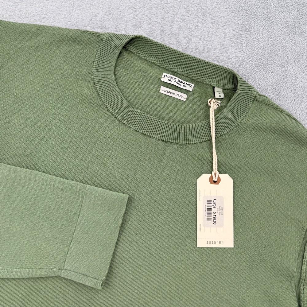 OOBE Brand Austin Crew Sweater Mens XL Olive Green Cotton Crew Neck Preppy